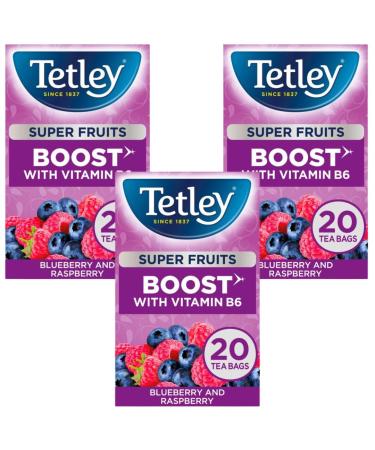 Tetley Super Fruit Tea Boost Blueberry & Raspberry Tea Bags 20 per pack (3 Pack Bundle) - Buy Online on GoSupps.com