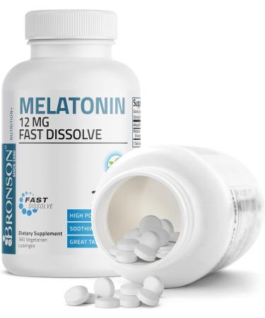 Bronson Melatonin 12mg Fast Dissolve Nighttime Sleep Aid Support & Relaxation Support, 360 Peppermint Vegetarian Lozenges 360 Count (Pack of 1) - Buy Online on GoSupps.com