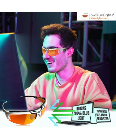 100% Blue Light Blocking Glasses - Amber Wraparound for Sleep Gaming & TV | Unisex White Platinum - Buy Online on GoSupps.com