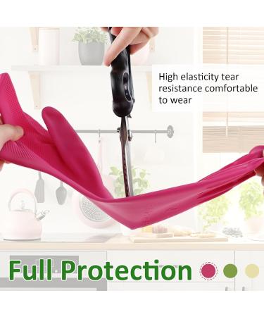 Watunid Reusable Long Rubber Kitchen Gloves - 3 Pairs Waterproof Dishwashing & Cleaning Gloves for Home Bathroom & Car (Medium Size) - Buy Online on GoSupps.com