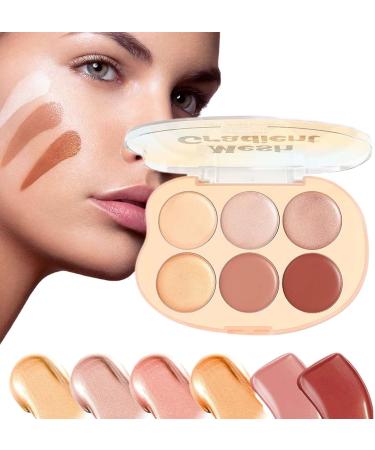  Sirseon Highlighter and Blush Palette - 6-Color Contour Palette | Easy-to-Blend Water-Resistant Cream Cosmetic Kit for Radiant and Mature Skin - Buy Online on GoSupps.com