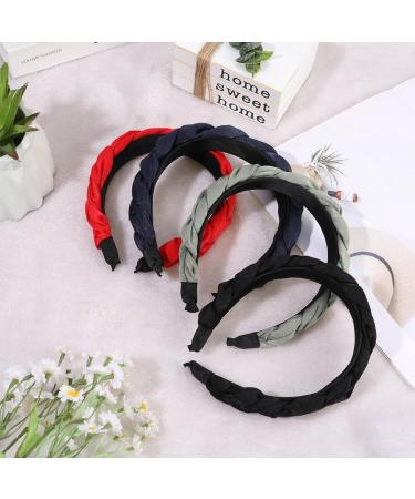 Newofview Vintage Hair Accessories - 4 Piece Hair-Rip Headband Set for Women & Girls (Black Red Navy Blue Green) - Fashionable Frontal Ligaments - Buy Online on GoSupps.com