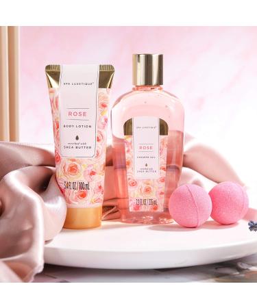 Spa Luxetique Rose Bath Set - 8 Pcs Spa Basket for Women | Bubble Bath, Bath Bombs, Body Lotion, Bath Salts | Gifts for Her | Birthday & Christmas Gift Set - Buy Online on GoSupps.com