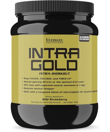 Ultimate Nutrition Intra Gold - Workout Energy Supplement with Electrolytes Carnitine & Ornithine | 30 Servings | Wild Strawberry Flavor - Buy Online on GoSupps.com