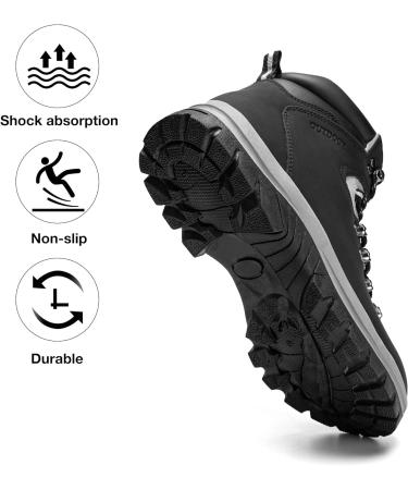 Men's Non-Slip Water Resistant Mid Top Hiking Boots - Lightweight & Durable Black Outdoor Shoes - Buy Online on GoSupps.com