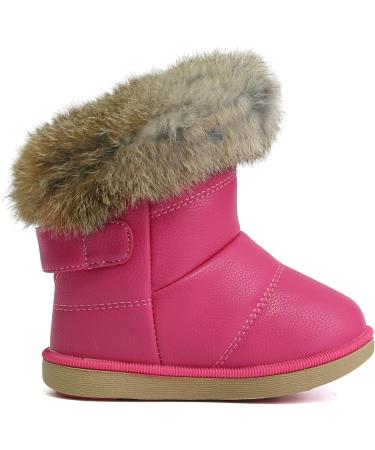 MINBEI Baby Girls Soft Leather Winter Snow Boots Waterproof - Toddler Girls Pink White Rose Gold Brown - Size 11 UK Child S411 Rose Gold - Buy Online on GoSupps.com