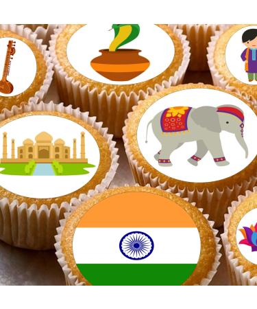 24 edible India childrens party decorations Iced/Icing Cupcake Topper Edible Fairy Cake Bun Toppers Round