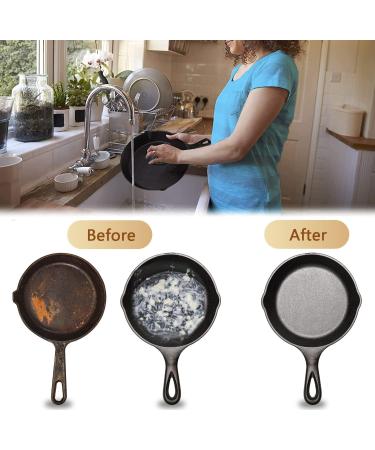 SOUHEILO Cast Iron Cleaning Kit with Upgraded Chainmail Scrubber and Pan Scraper - Medium Black | Dishwasher Safe Skillet Cleaner for Pans, Skillets, Dishes, Pots - Buy Online on GoSupps.com