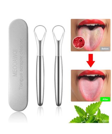 MEOOAWQI Metal Handle Tongue Scraper (2-Pack) - Stainless Steel Cleaners for Fresher Breath | Non-Medical Grade, 100% BPA Free - Buy Online on GoSupps.com