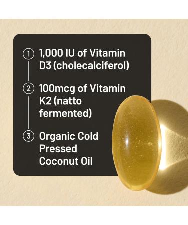 NatureWise Vitamin D3 1000IU + K2 (MK7) 100mcg with Organic Extra Virgin Coconut Oil - Supports Calcium Absorption Bone & Immune Health - Non-GMO Soy & Gluten-Free - 90 Softgels 3-Month Supply Unflavored 90 Count (Pack o  - Buy Online on GoSupps.com