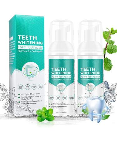Foam Toothpaste Kids for Electric Toothbrush Fluoride Free Natural Formula Foam Toothpaste Ultra-fine Mousse Foam Deeply Cleaning Gums Stain Removal Oral Care Toothpaste Replace Mouthwash 2PCs x 60ml