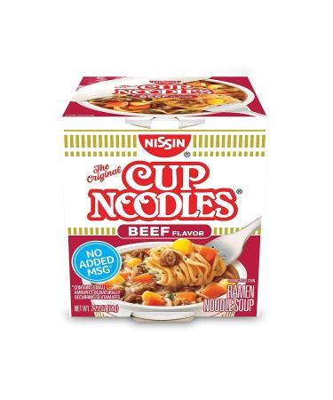 Nissin Cup Noodles Ramen Noodle Soup, Beef, 2.25 Oz (Pack of 12)