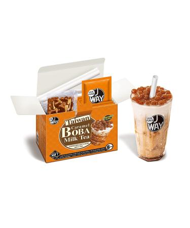 J WAY Instant Boba Bubble Pearl Milk Tea Kit with Authentic Crme Brulee Tapioca Boba, Ready in Under One Minute, Paper Straws Included - 6 Servings 6 Count (Pack of 1)