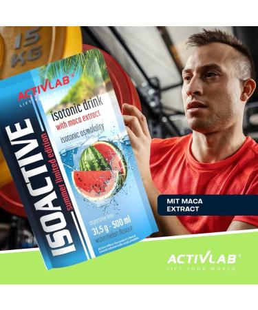 Activlab Isoactive Isotonic Drink with Maca - Electrolyte & B-Vitamins - 20 x 31.5g Watermelon - Practical 500ml Bag - 3x Lab Tested for Optimal Hydration - Buy Online on GoSupps.com