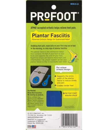 Profoot Orthotic Insoles for Plantar Fasciitis & Heel Pain - Men's 8-13 - Gel Heel Shock Absorbing Inserts (2 Pairs) - Buy Online on GoSupps.com