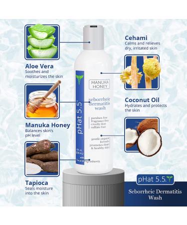Manuka Honey Gentle Face Wash for Seborrheic & Atopic Dermatitis - Organic & Hypoallergenic Cleanser for Acne Prone Skin - Paraben & Sulfate Free (8 oz) - Buy Online on GoSupps.com