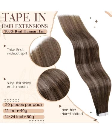 Buy Hetto Tape In Extensions - Real Hair Remy Blonde & Dark Brown #4/18/4 - 55cm 50g - Invisible Tape Extensions - Buy Online on GoSupps.com