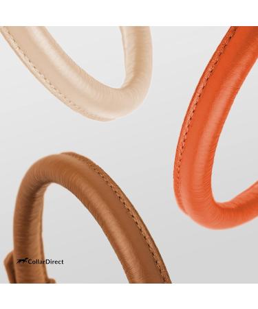 Collardirect Handmade Round Leather Dog Collar - Soft Padded Adjustable for Small to Large Dogs & Cats - Available in Black Pink Red Purple Blue Orange | 30-35 cm - Buy Online on GoSupps.com