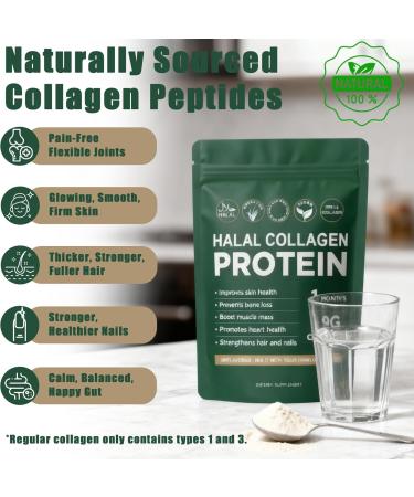 Halal Collagen Protein Powder - Pure Halal Collagen Peptides Grass Fed Organic Hydrolyzed Powder Skin Glows | Joints Support | Gut Support Non GMO Sugar Free Unflavoured 30 Servings - Buy Online on GoSupps.com