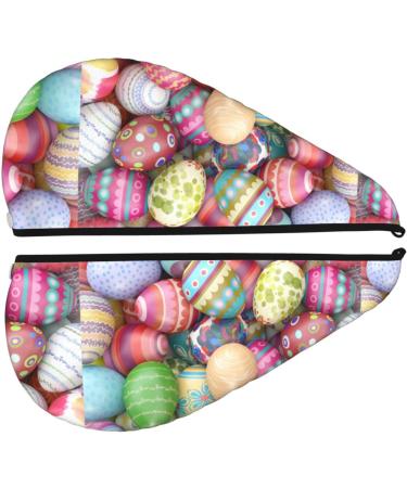 Hair Towel Wrap | Quick-Dry Hair Turban with Button | Easter Eggs Design - Perfect for All Hair Types - Buy Online on GoSupps.com