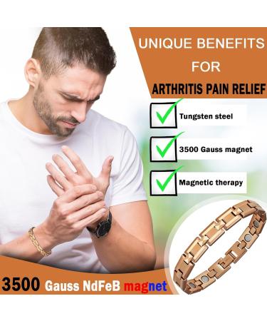 YINOX Tungsten Steel Magnetic Bracelet - 13 Magnets | Ideal Holiday Gifts for Men & Women | Rose Gold - Buy Online on GoSupps.com