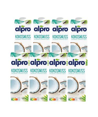 Alpro Long Life Plant-Based Drink Made with Coconut Vegan and Dairy Free 1L (Pack of 8) (Packaging May Vary)