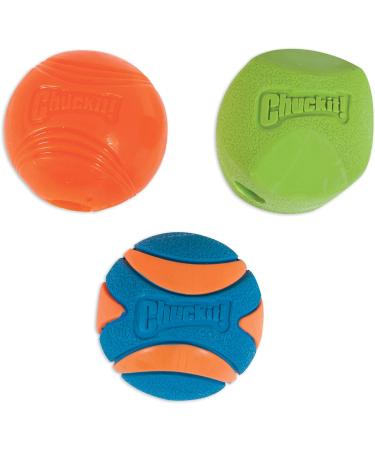 ChuckIt! Fetch Rubber Dog Ball Medley Strato Erratic Ultra Squeaker Balls for Dogs Durable High Bounce Launcher Compatible Dog Toy Gen 2 - 3 Pack Medium Multi Medium - Buy Online on GoSupps.com
