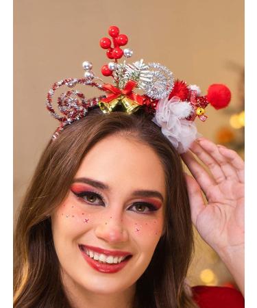 IYOU Christmas Hat Headband Red Bell Berry Hair Bands Xmas Festival Hair Accessories for Women and Girls - Buy Online on GoSupps.com
