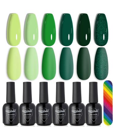 Green Gel Nail Polish Set Nail polish 6 Colors 10ml 2022 Christmas Gel Nail Polish Light Olive Neon Green Gel Polish Kit Soak Off Avocado Dark Green Nail Polish For DIY Manicure Gift Kit for Girls Women 0.33 Fl Oz (Pack...