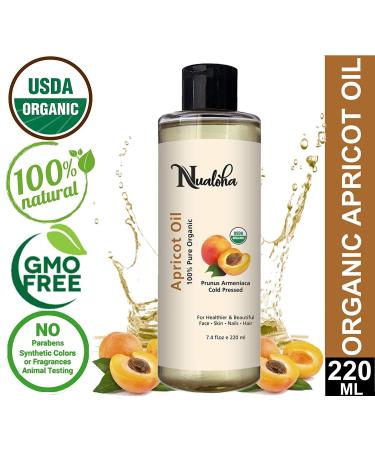 Organic Apricot Kernel Oil 220 ML | USDA Organic Cold Pressed Carrier Oil for Skin Hair & Face | Pure Essentials - Buy Online on GoSupps.com
