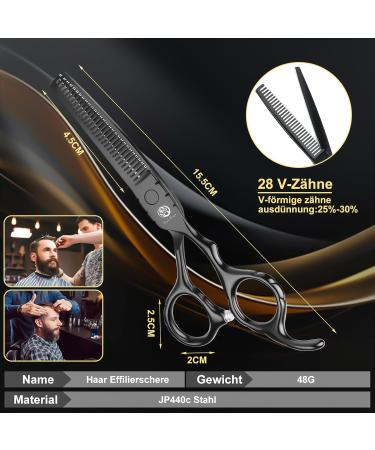 Purple Dragon Hairdressing Scissors Set 5.5 Inch Black Hair Cutting Scissors Set (Hair Scissors & Thinning Scissors) with 2 Combs Hair Beard Trimming Shaping Care for Men Women Family Barber - Buy Online on GoSupps.com