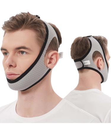 Anti Snoring Chin Strap for Cpap Users KeyBegin Adjustable Chin Strap for Snoring Chin Strap for Sleeping Upgraded Cpap Chin Strap to Keep Mouth Closed While Sleeping(Grey)