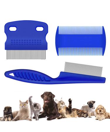 Pet Flea Comb for Cat Dog 3 PCS Fine Tooth Comb Grooming Set Tear Stain Remover for Cat Dog Pets Float Hair Tear Marks Tick Removal Tool
