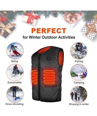 UpstartTech Heated Vest for Men & Women - USB Electric Jacket with 3 Temperature Settings & 5 Heating Areas - Washable Skiing Jacket in Light Black - Buy Online on GoSupps.com