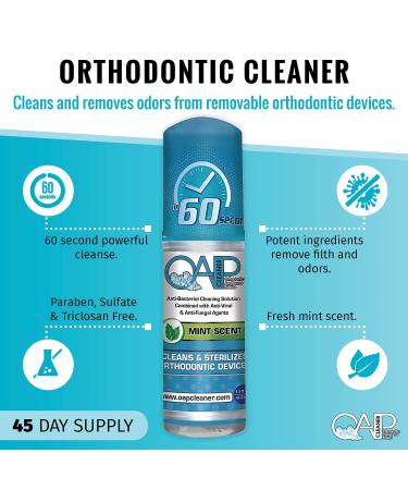 OAP Cleaner Foam Retainer Cleaner for Aligner, Invisalign, Denture & Mouth Guard | Orthodontic 60 Second Cleanser | Paraben, Sulfate, Triclosan Free | 44.3mL Bottle - Pack of 1 - Buy Online on GoSupps.com