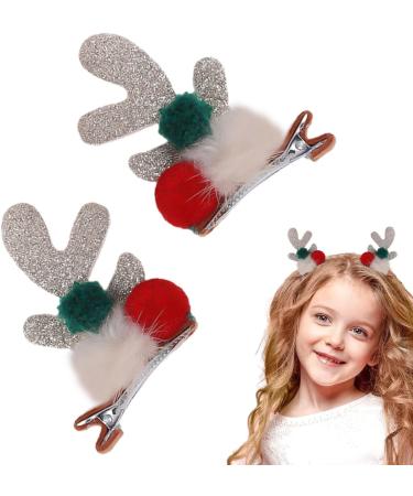 Christmas Reindeer Hair Clips | Santa Claus Reindeer Ears Barrettes - Christmas Girls Hair Clips Deer Horn Barrettes for Family Friends - Buy Online on GoSupps.com