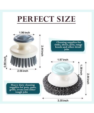 2 Pcs Stainless Steel Scrubber with Handle and 2 Pcs Dish Brush Steel Wool Scrubber Pot Scrubbers for Kitchen Dish Scrubber Brush 2 Style Dish Scrub Brush. (Gray Blue) - Buy Online on GoSupps.com
