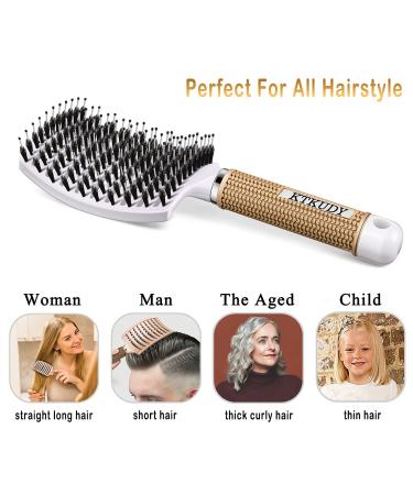 KTKUDY Detangling Brush with Boar Bristles for Women, Men & Kids - Curved Vented Design for Speed Drying - Red & White - Buy Online on GoSupps.com