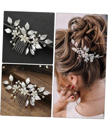 FRCOLOR Bridal Hair Accessories Bridal Headpieces for Wedding Hair Accessories for Prom Diamond Hair Accessories Silver Clips for Hair Wedding Pearls Hair Comb Floral Hair Clip Zinc Alloy - Buy Online on GoSupps.com