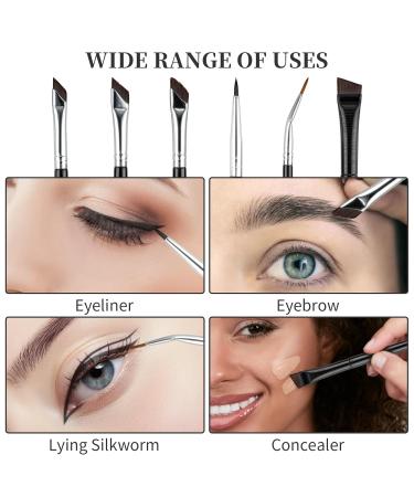 Tiesome 6PC Angled Eyeliner Brush Set - Ultra Thin Precision Eyeshadow Makeup Tools for Brides & Eyebrow Cosmetics - Buy Online on GoSupps.com