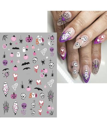 Halloween Nail Art Stickers - 6PCS Self-Adhesive Cute Decals | Bat Pumpkin Spider & Ghost Designs for Women & Girls - DIY Decoration Supplies - Buy Online on GoSupps.com