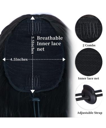 Rosooi 26 Inch Long Black Drawstring Ponytail Extension - Synthetic Curly Wavy Clip In Hair for Women - Ideal for Daily & Party Use (26 Inch Black) - Buy Online on GoSupps.com