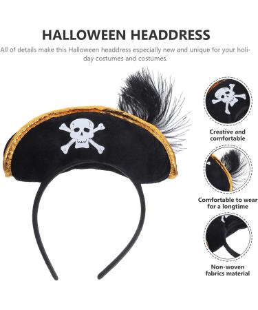 Halloween Pirate Hat Headband Skull Print Pirate Hat Halloween Pirate Cosplay Costumes for Halloween Theme Party Decoration Accessories - Buy Online on GoSupps.com