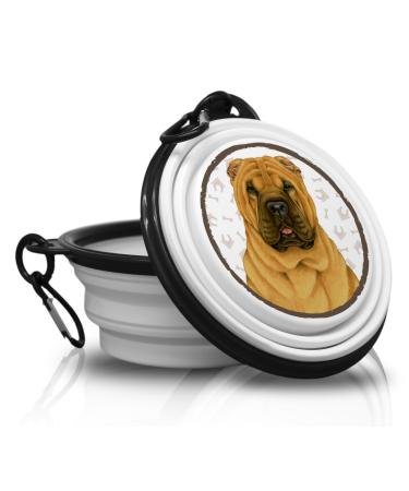 SHAR PEI - Foldable portable drinking bowl with carabiner for on the go. Food bowl pet bowl. Handy and unique.