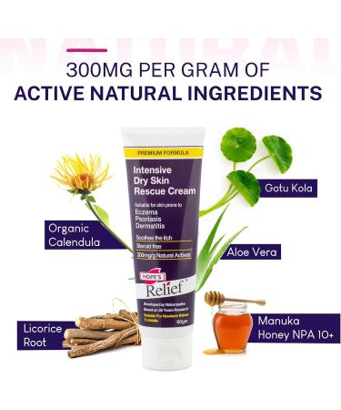 Hope's Relief Natural Intensive Dry Skin Cream for Face Hands Body Eczema Psoriasis and Dermatitis Ideal for Dry and Irritated Skin 60g (3 Pack) - Buy Online on GoSupps.com
