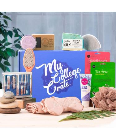 Women's Study Break Gift Box (11 Item Gift Set) Soaps Lotion Bath Bomb Loofah Face Masks Foot Care & More - My College Crate Women's Study Break College Gift Box
