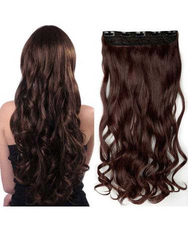 SEGO 61cm Hair Part Clip in Extensions 1 Tresse 5 clips hair extension human hair like real hair wavy dark brown 24 "(61cm) -120g