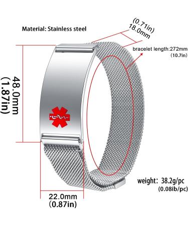 YOTHIWAD Medical Alert Bracelets for Men Women Medical Id Bracelets with Free Laser Engraving Adjustable Stainless Steel Band Magnetic Security Clasp Dual-Side Engraving *CUSTOM ENGRAVING - Buy Online on GoSupps.com
