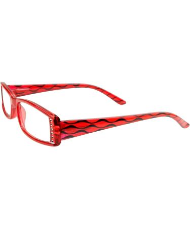 Stylish Designer Reading Glasses for Women - Red Glossy with Rhinestones Spring Hinge Multiple Diopter Options 1.0 to 3.0 - Buy Online on GoSupps.com