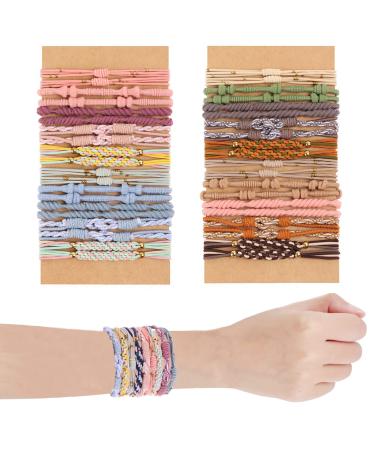 FINZOR 40Pcs Bohemian Hair Ties Set Morandi Elastic Cute Hair Ties Bracelets for Women Thick Hair/Pony Tails Mothers Day Gifts colorful1